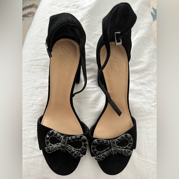 Badgely Mischka Jewel black bow heels - Picture 1 of 6